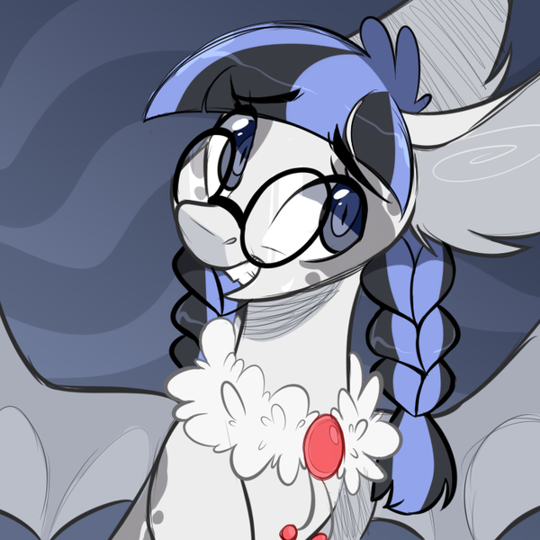 Size: 700x700 | Tagged: safe, artist:sararini, derpibooru import, oc, oc:dorothy, bat pony, pony, female, glasses, mare, solo