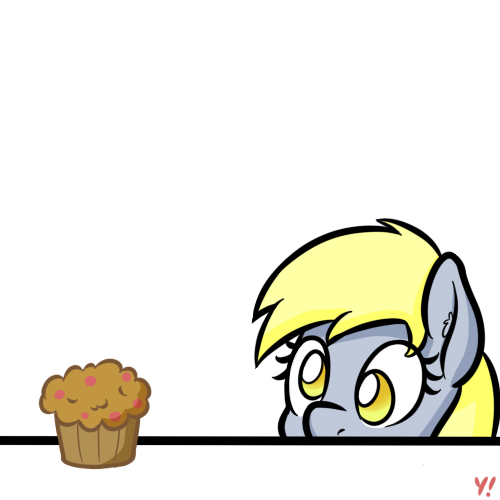 Size: 500x500 | Tagged: safe, artist:yakoshi, derpibooru import, derpy hooves, pegasus, pony, everything is fixed, female, food, looking at something, mare, muffin, simple background, solo, soon, transparent background