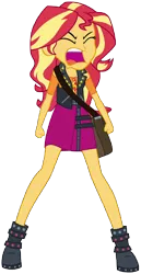 Size: 6578x12761 | Tagged: safe, artist:famousmari5, derpibooru import, sunset shimmer, equestria girls, equestria girls series, forgotten friendship, absurd resolution, boots, clothes, eyes closed, female, geode of empathy, magical geodes, miniskirt, open mouth, shoes, shoulder bag, simple background, skirt, solo, transparent background, vector, yelling