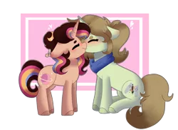 Size: 3846x2803 | Tagged: safe, artist:moon-rose-rosie, derpibooru import, oc, oc:margaret, oc:melanie, unofficial characters only, pony, unicorn, female, kissing, lesbian, mare, oc x oc, shipping, simple background, transparent background