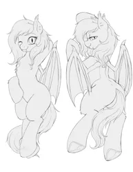 Size: 2450x3176 | Tagged: suggestive, alternate version, artist:evomanaphy, derpibooru import, oc, oc:acelina, bat pony, armpits, bat pony oc, bat wings, body pillow, body pillow design, fangs, looking at you, looking back, one eye closed, wings, wink