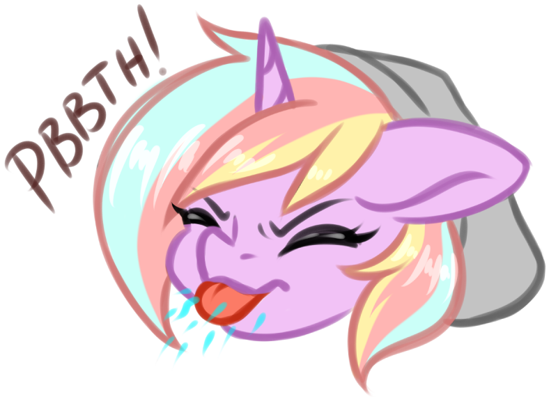 Size: 788x573 | Tagged: safe, artist:bumblebun, derpibooru import, oc, oc:bumblebun, pony, unicorn, cute, female, majestic as fuck, mare, onomatopoeia, raspberry, raspberry noise, simple background, solo, tongue out, white background