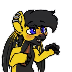 Size: 2000x2000 | Tagged: safe, artist:spoopygander, derpibooru import, oc, oc:jet brasshide, unofficial characters only, dracony, dragon, hybrid, pony, alcohol, beer, beer bottle, blushing, claws, drunk, ear fluff, ear piercing, earring, fangs, jewelry, looking at you, male, markings, outline, piercing, simple background, smiling, solo, stallion, transparent background, wings