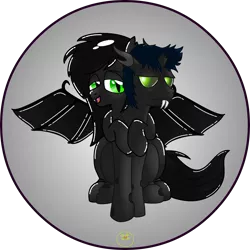 Size: 5000x5000 | Tagged: safe, artist:lakword, derpibooru import, oc, oc:flik, oc:kuro, bat pony, changeling, pony, absurd resolution, bat pony oc, bat wings, changeling oc, grumpy, hug, hug from behind, latex, pair, simple background, sitting, spread wings, transparent background, wings