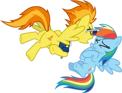 Size: 3906x3000 | Tagged: safe, artist:cloudyglow, artist:pirill, artist:yanoda, derpibooru import, rainbow dash, spitfire, pegasus, pony, the washouts (episode), eyes closed, flying, open mouth, show accurate, simple background, sunglasses, transparent background, underhoof, vector, whistle, whistle necklace, yelling