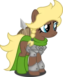 Size: 1280x1570 | Tagged: safe, artist:fletcherthehuntress, derpibooru import, oc, oc:sigrunn astrid, earth pony, pony, armor, female, mare, shieldmaiden, show accurate, simple background, solo, spear, transparent background, weapon