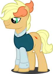 Size: 1280x1782 | Tagged: safe, artist:fletcherthehuntress, derpibooru import, oc, oc:apricot curtain, earth pony, pony, clothes, male, shirt, simple background, solo, stallion, sweater vest, transparent background