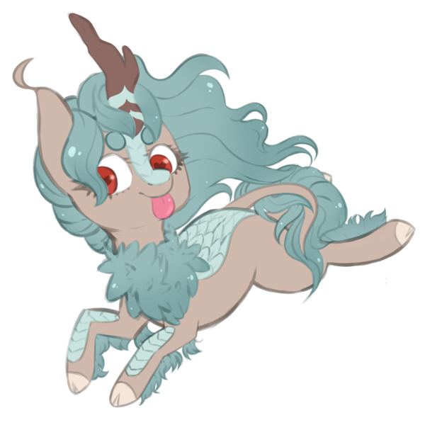 Size: 2800x2800 | Tagged: safe, artist:veincchi, derpibooru import, oc, unofficial characters only, kirin, female, heart eyes, simple background, sketch, solo, tongue out, transparent background, wingding eyes