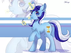Size: 4000x3000 | Tagged: safe, artist:foxcarp, derpibooru import, minuette, pony, unicorn, brushing teeth, female, glowing horn, horn, levitation, looking at you, magic, mare, raised hoof, solo, telekinesis, toothbrush, toothpaste, zoom layer
