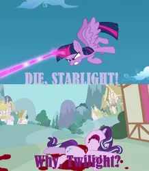Size: 958x1100 | Tagged: 1000 hours in ms paint, abuse, abuse edit, alicorn, background pony strikes again, beating a dead horse, betrayal, blood, derpibooru import, downvote bait, edgy, edit, edited screencap, glimmerbuse, grimdark, op isn't even trying anymore, screencap, starlight glimmer, the cutie re-mark, twilight sparkle, twilight sparkle (alicorn)