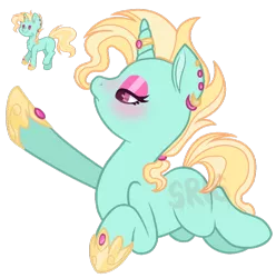 Size: 1024x1031 | Tagged: safe, artist:superrosey16, derpibooru import, oc, oc:jewel breeze, pony, unicorn, colt, eyeshadow, girly, hoof shoes, horn, horn ring, magical gay spawn, makeup, male, offspring, parent:fashion plate, parent:zephyr breeze, parents:fashionbreeze, ring, simple background, solo, transparent background, watermark