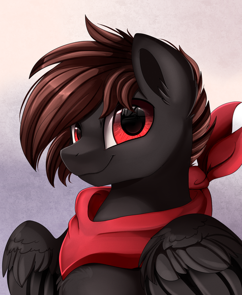 Size: 1446x1764 | Tagged: safe, artist:pridark, derpibooru import, oc, unofficial characters only, pegasus, pony, bandana, male, meta, raffle winner, smiling, solo, stallion, twitter