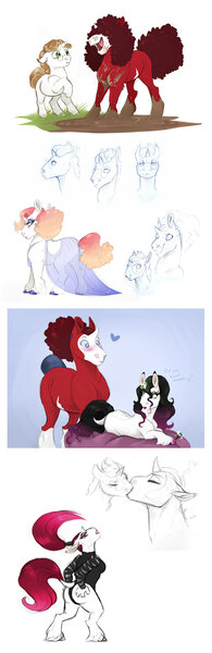 Size: 900x2772 | Tagged: suggestive, artist:vindhov, derpibooru import, oc, oc:petit choux, oc:red velvet, unofficial characters only, anthro, pony, unguligrade anthro, unicorn, anthro oc, anthro with ponies, ass, butt, butt grab, butt touch, colt, comic, crossdressing, fake breasts, female, filly, glasses, grope, hair dye, hair flip, hair over eyes, hoof polish, kissing, makeup, male, mare, mud, muddy, oc x oc, offspring, offspring shipping, parent:donut joe, parent:pinkie pie, parent:rarity, parent:troubleshoes clyde, parents:rarijoe, parents:trouble pie, shipping, size difference, smaller male, stallion, straight, unshorn fetlocks