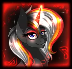 Size: 700x666 | Tagged: safe, artist:derpsonhooves, derpibooru import, part of a set, oc, oc:velvet remedy, unofficial characters only, pony, unicorn, fallout equestria, fanfic, abstract background, bust, chest fluff, fanfic art, female, glowing horn, horn, mare, portrait, solo