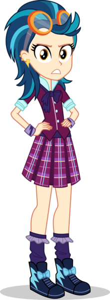 Size: 2213x6000 | Tagged: safe, artist:sebisscout1997, derpibooru import, indigo zap, equestria girls, friendship games, .svg available, angry, clothes, crystal prep academy uniform, crystal prep shadowbolts, female, goggles, hand on hip, pleated skirt, school uniform, shoes, simple background, skirt, sneakers, socks, solo, transparent background, unhappy, vector