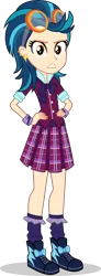 Size: 2213x6000 | Tagged: safe, artist:sebisscout1997, derpibooru import, indigo zap, equestria girls, friendship games, .svg available, angry, clothes, crystal prep academy uniform, crystal prep shadowbolts, female, goggles, hand on hip, pleated skirt, school uniform, shoes, simple background, skirt, sneakers, socks, solo, transparent background, unhappy, vector