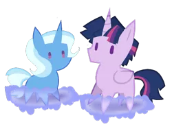 Size: 760x570 | Tagged: safe, artist:yaaaco, derpibooru import, edit, trixie, twilight sparkle, twilight sparkle (alicorn), alicorn, pony, unicorn, cropped, cute, dusk shine, duskabetes, female, half r63 shipping, lesbian, male, mare, pointy ponies, prince dusk, rule 63, rule63betes, shipping, simple background, stallion, straight, transparent background, trixshine, twixie