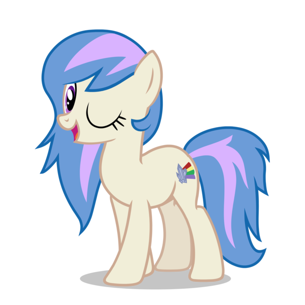 Size: 3333x3333 | Tagged: safe, alternate version, artist:age3rcm, derpibooru import, oc, oc:angel quartz, unofficial characters only, earth pony, pony, commission, female, mare, one eye closed, show accurate, simple background, smiling, solo, transparent background, vector, wink