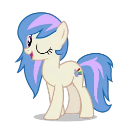 Size: 3333x3333 | Tagged: safe, alternate version, artist:age3rcm, derpibooru import, oc, oc:angel quartz, unofficial characters only, earth pony, pony, commission, female, mare, one eye closed, show accurate, simple background, smiling, solo, transparent background, vector, wink