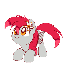 Size: 800x750 | Tagged: safe, artist:acersiii, derpibooru import, oc, oc:tiny jasmini, unofficial characters only, pegasus, pony, animated, behaving like a dog, butt shake, cute, female, flower, frame by frame, happy, simple background, tail wag, transparent background