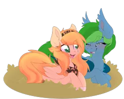 Size: 5000x4000 | Tagged: safe, artist:red_moonwolf, derpibooru import, oc, oc:feral fable, oc:pancake, unofficial characters only, bat pony, pegasus, pony, blushing, simple background, transparent background