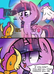 Size: 1462x2004 | Tagged: 2 panel comic, alicorn, artist:artiks, clothes, comic, derpibooru import, dialogue, dress, safe, smolder, treelight sparkle, tree of harmony, twilight sparkle, twilight sparkle (alicorn), what lies beneath