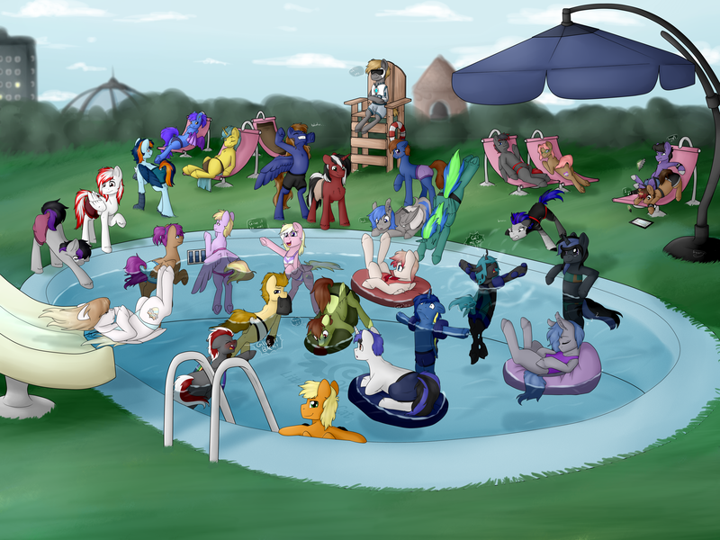 Size: 4000x3000 | Tagged: safe, artist:littledreamycat, derpibooru import, oc, oc:ad, oc:angelic shield, oc:ashe, oc:bass glitch, oc:bay breeze, oc:brimstone, oc:donne starside, oc:dreamheart, oc:dreamy, oc:evening lily, oc:free speech, oc:honey fall, oc:jaded bullet, oc:jarlo, oc:jey, oc:mahx, oc:maplewood, oc:moonslurps, oc:noteworthy, oc:olive hue, oc:phantom, oc:pylii peak, oc:rapid rescue, oc:shifter, oc:skysail, oc:thermal, oc:toko yakkai, oc:umbra sablewing, oc:wet paint, oc:wind chaser, asphyxiation, bikini, clothes, commission, drowning, floaty, midriff, ocs everywhere, one-piece swimsuit, pool party, splashing, summer, swimming, swimming pool, swimsuit, water