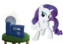 Size: 6723x4735 | Tagged: safe, artist:frogem, derpibooru import, rarity, pony, unicorn, absurd resolution, camera, pose, simple background, solo, stool, transparent background