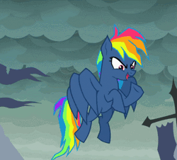 Size: 497x450 | Tagged: safe, derpibooru import, screencap, rainbow dash, pegasus, pony, secrets and pies, adorapiehater, animated, cropped, cute, dashabetes, evil pie hater dash, eye beams, female, mare, silly, silly pony, solo
