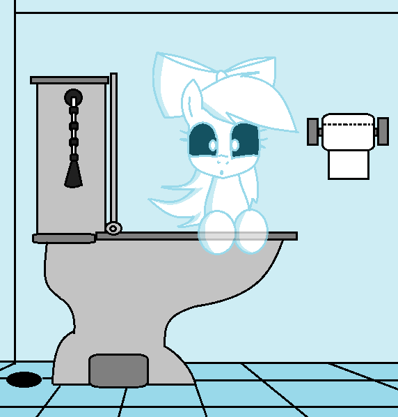 Size: 572x598 | Tagged: artist:pencil bolt, bathroom, but why, derpibooru import, ghost, ghost pony, not apple bloom, oc, oc:jenny belle, safe, toilet, undead