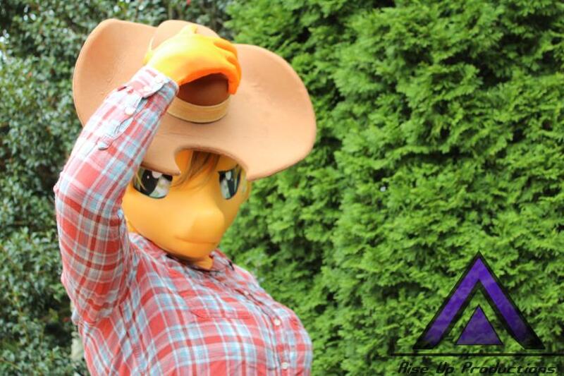 Size: 808x538 | Tagged: applejack, artist:chainerprime, bush, clothes, cosplay, costume, derpibooru import, hat, human, irl, irl human, kigurumi, male, outdoors, photo, safe, solo, trap