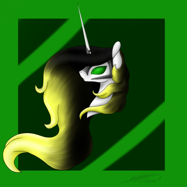 Size: 2000x2000 | Tagged: safe, artist:crystal-heart-with-isaak-astor, artist:crystalcontemplator, derpibooru import, oc, oc:crystal heart, oc:crystalcontemplator, pony, unicorn, armor, green background, green eyes, helmet, horn, infinity, long hair, long horn, simple background, tollenland