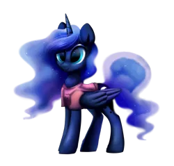 Size: 1873x1789 | Tagged: safe, artist:confetticakez, derpibooru import, princess luna, alicorn, pony, blame my sister, clothes, cute, female, folded wings, mare, shirt, simple background, solo, transparent background, wings