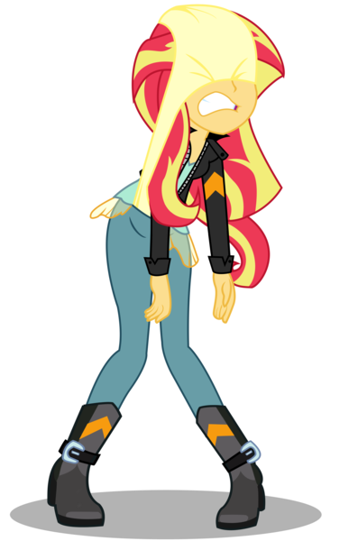 Size: 3000x4530 | Tagged: safe, artist:remcmaximus, derpibooru import, sunset shimmer, equestria girls, abuse, atomic wedgie, clothes, female, gritted teeth, humiliation, mugen, panties, shimmerbuse, simple background, solo, sunset shimmer day, transparent background, underwear, wedgie, yellow underwear