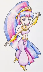 Size: 779x1280 | Tagged: alternate hairstyle, armband, artist:punchan, belly dancer, belly dancer outfit, collar, crown, derpibooru import, genie, harem outfit, human, humanized, jewelry, regalia, safe, shantae, solo, traditional art, twilight sparkle