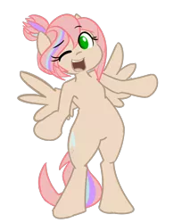 Size: 1200x1536 | Tagged: safe, artist:spheedc, derpibooru import, oc, oc:sweet skies, pegasus, pony, semi-anthro, bipedal, digital art, female, mare, one eye closed, simple background, solo, transparent background, wink