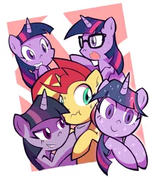 Size: 1270x1440 | Tagged: safe, artist:rvceric, derpibooru import, mean twilight sparkle, sci-twi, sunset shimmer, tree of harmony, twilight sparkle, ponified, pony, unicorn, equestria girls, the mean 6, what lies beneath, adoracreepy, clone, creepy, cute, do not want, equestria girls ponified, female, glasses, lesbian, lidded eyes, multeity, open mouth, polyamory, scitwishimmer, shipping, smiling, sunset gets all the twilights, sunset shimmer gets all the mares, sunset twiangle, sunsetsparkle, treelight sparkle, unicorn sci-twi