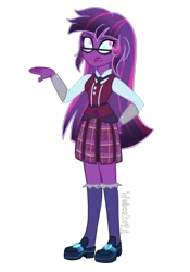 Size: 700x1000 | Tagged: safe, artist:wubcakeva, derpibooru import, sci-twi, twilight sparkle, equestria girls, causal midnight sparkle, clothes, crystal prep academy uniform, female, glasses, midnight sparkle, school uniform, simple background, solo, transparent background