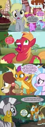 Size: 640x1792 | Tagged: amethyst star, a rockhoof and a hard place, berry punch, berryshine, big macintosh, comic, cropped, daisy, derpibooru import, derpy hooves, dragon, dragoness, edit, edited screencap, female, flower wishes, frantic, g1, g1 to g4, generation leap, implied dinky, implied disappearance, implied fire quacker, implied grogar, implied ocellus, implied rarity, implied sugar belle, implied sweetie belle, implied twilight sparkle, my little pony 'n friends, no second prances, rockhoof, safe, school daze, screencap, screencap comic, silverstream, smolder, speech bubble, terrified, the return of tambelon, this will end in war, uh oh, wall of tags, yakity-sax, yona, zecora