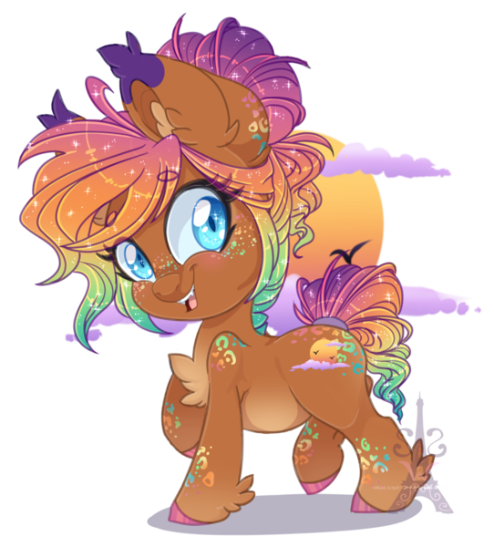 Size: 1024x1134 | Tagged: safe, artist:silent-shadow-wolf, derpibooru import, oc, oc:sunkiss reverie, unofficial characters only, earth pony, pony, chibi, cute, digital art, ear fluff, female, lightly watermarked, mare, open mouth, signature, simple background, solo, transparent background, watermark, wide eyes