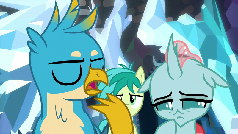 Size: 1280x720 | Tagged: derpibooru import, gallus, ocellus, safe, sandbar, screencap, what lies beneath