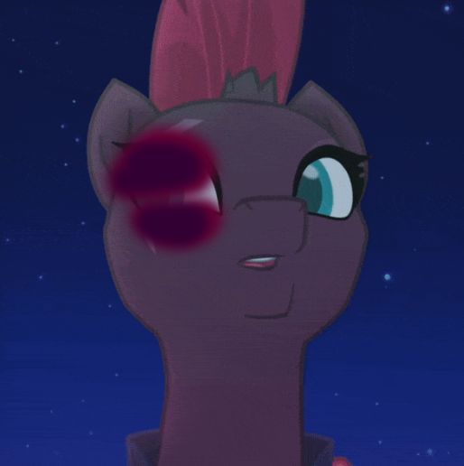 Size: 514x516 | Tagged: 1000 hours in ms paint, abuse, abuse edit, background pony strikes again, black eye, broken horn, cropped, derpibooru import, downvote bait, edit, edited screencap, eye scar, horn, my little pony: the movie, op isn't even trying anymore, quality, sad, scar, screencap, semi-grimdark, tempestbuse, tempest shadow