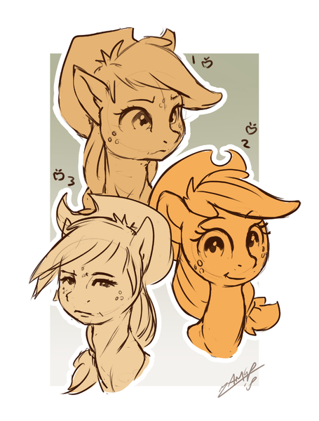 Size: 750x989 | Tagged: safe, artist:assasinmonkey, derpibooru import, applejack, earth pony, pony, cowboy hat, female, freckles, hat, monochrome, signature, stetson