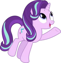 Size: 6400x6701 | Tagged: safe, artist:parclytaxel, derpibooru import, starlight glimmer, pony, unicorn, to change a changeling, .svg available, absurd resolution, female, looking up, mare, pointing, simple background, smiling, solo, transparent background, vector