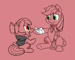 Size: 1000x800 | Tagged: alternate universe, amputee, apple bloom, appleborg, applejack, artist:yokokinawa, bruised, cape, clothes, cross, derpibooru import, female, goretober, injured, prosthetics, red, safe, siblings, sisters, vampire hunter