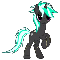 Size: 2880x2880 | Tagged: safe, derpibooru import, oc, oc:lyinx, cyborg, pony, unicorn, 2020 community collab, derpibooru community collaboration, bar code, base used, cybercorn, female, high res, lidded eyes, looking at you, mare, simple background, solo, standing up, transparent background, vector