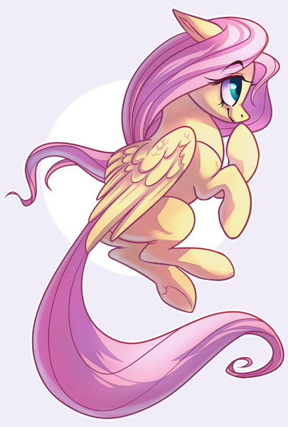 Size: 1024x1518 | Tagged: safe, artist:lacedharlot, derpibooru import, fluttershy, pegasus, pony, female, mare, smiling, solo, spread wings, wings