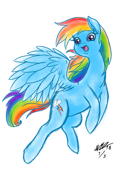 Size: 3508x4961 | Tagged: safe, artist:malino555, derpibooru import, rainbow dash, flying, simple background, solo, white background