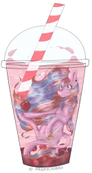 Size: 1508x2816 | Tagged: safe, artist:proxycookies, derpibooru import, oc, oc:proxy cookies, unofficial characters only, pony, bubble tea, cup, cup of pony, micro, simple background, solo, speedpaint, straw, transparent background