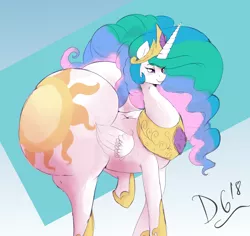 Size: 2596x2446 | Tagged: suggestive, artist:thelunarmoon, derpibooru import, princess celestia, alicorn, pony, butt, female, huge butt, impossibly large butt, large butt, mare, plot, smiling, solo, solo female, sunbutt, the ass was fat, the ass was too fat